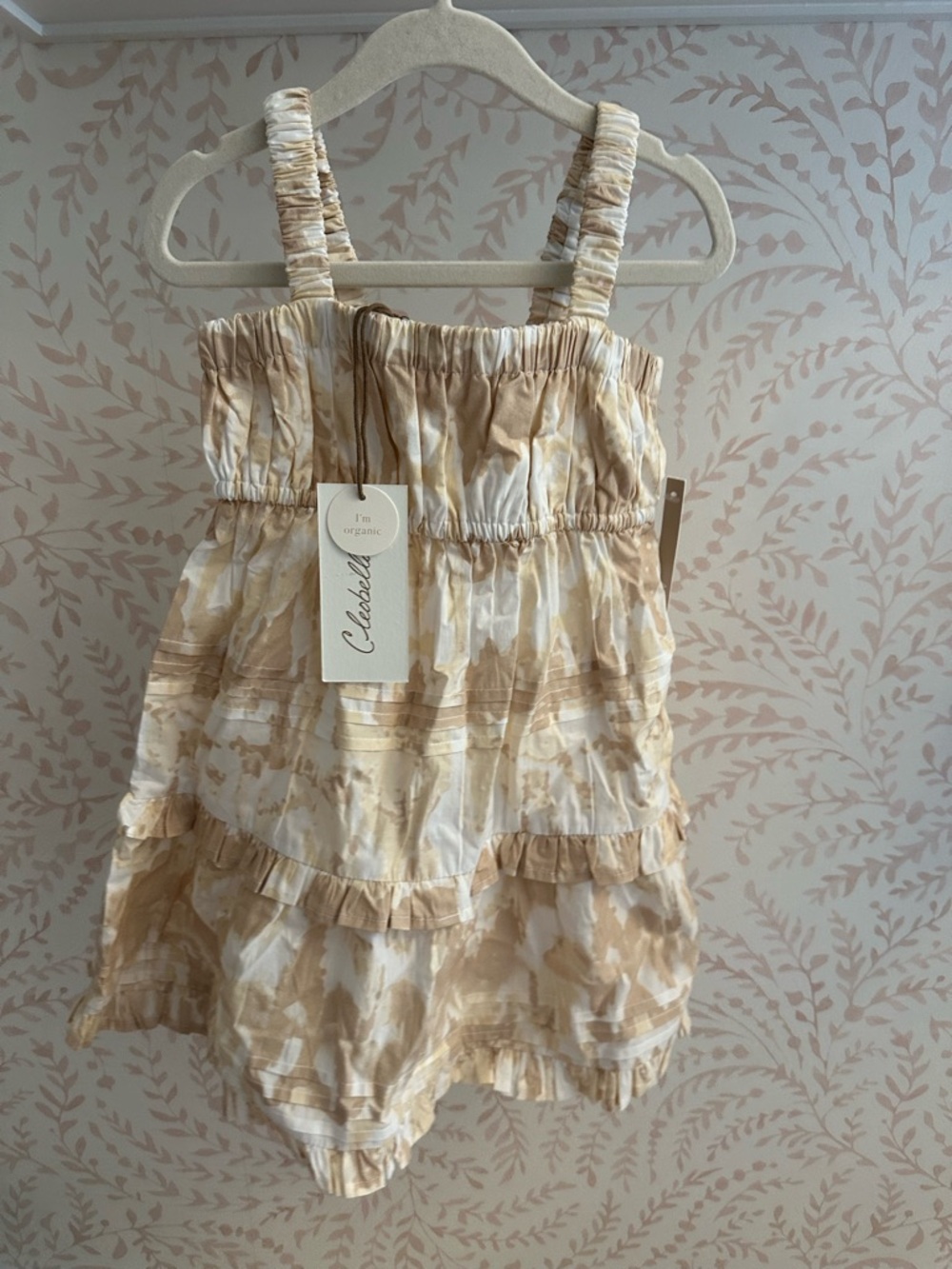 Cleobella Cream and Beige Tie-Dye Tiered Sundress